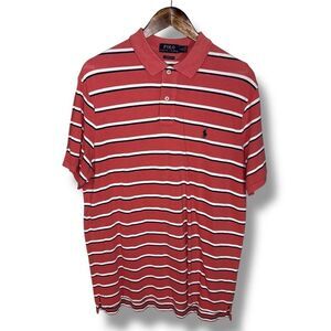 Polo Ralph Lauren Salmon Red & White Pique Polo Shirt Size L